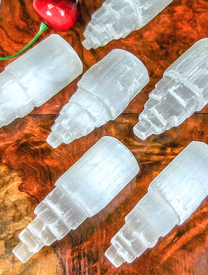 Mini Selenite Crystal Towers (10 Pcs) Bulk Wholesale Lot Petite Small Natural Healing Crystals And Stones