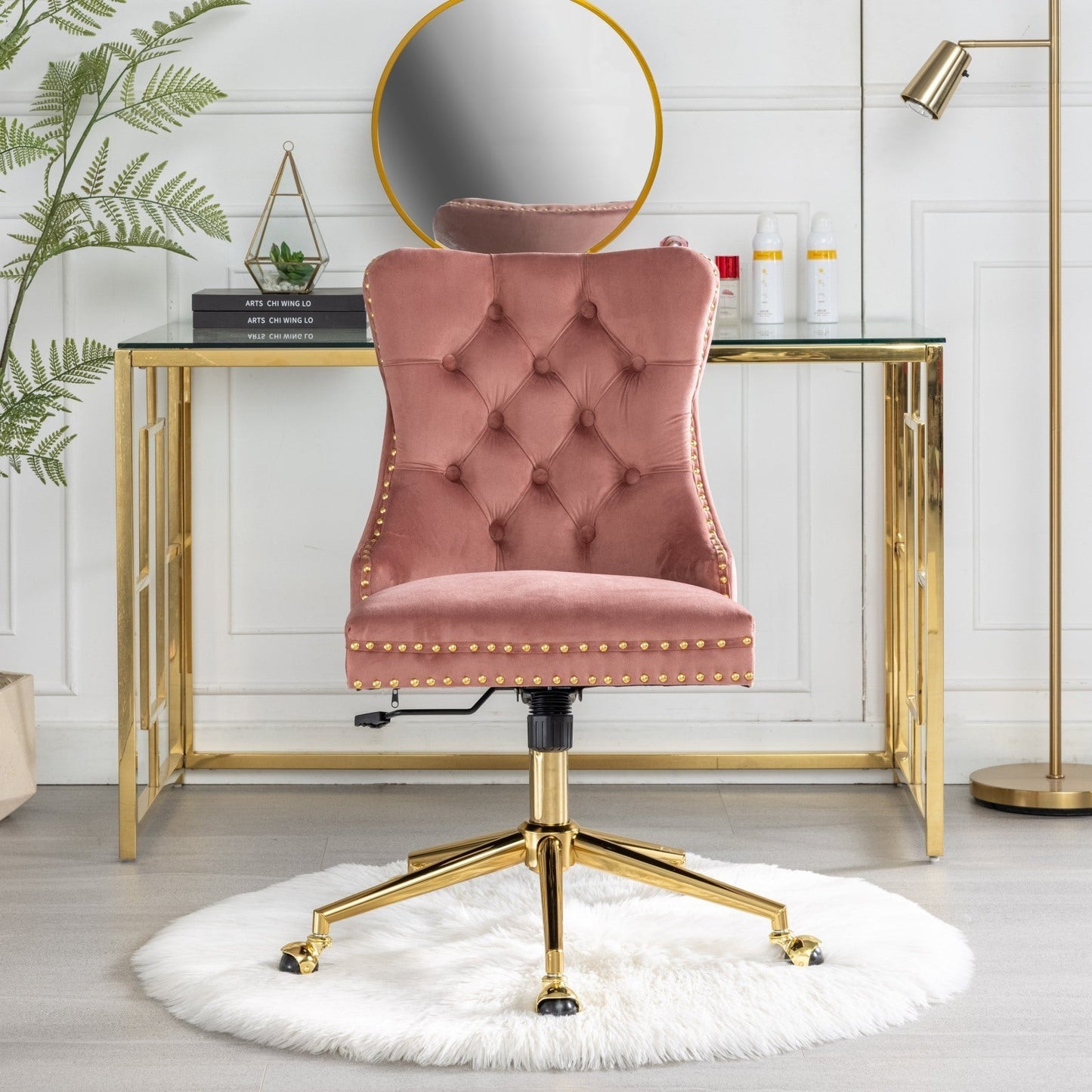 Velvet Upholstered Tufted Button  Office Chair