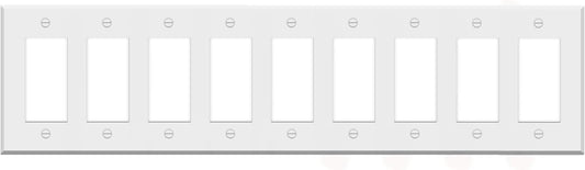 9 Gang White Metal Rocker Switch Wall Plate