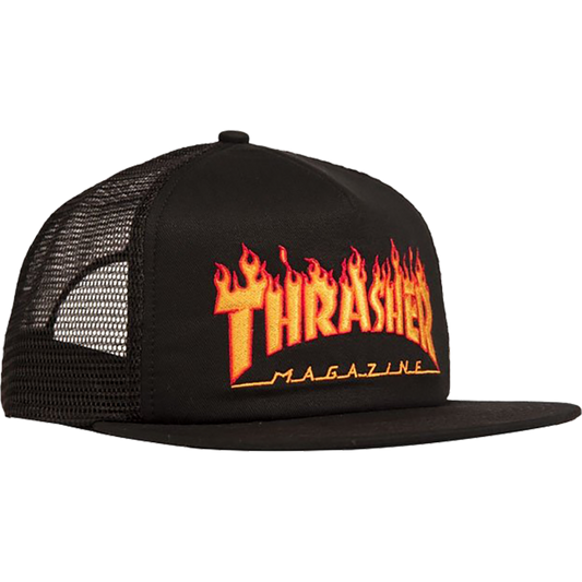 Thrasher Flame Embroidered Logo Black/yellow/red Mesh Hat