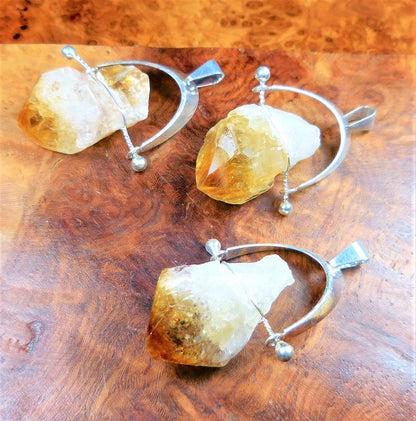 Citrine Crystal Point Pendant Silver Wire Wrapped Necklace Charm Healing Crystals And Stones