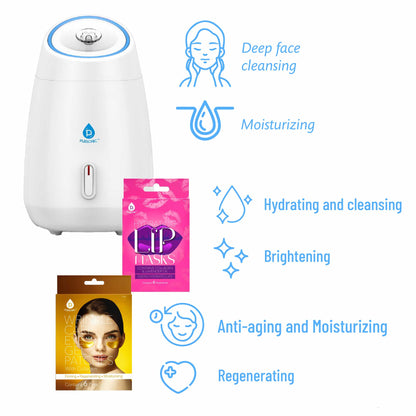 Pursonic Deluxe Facial Steamer with 6 Soothing Eye Masks & 6 Nourishing Lip Masks