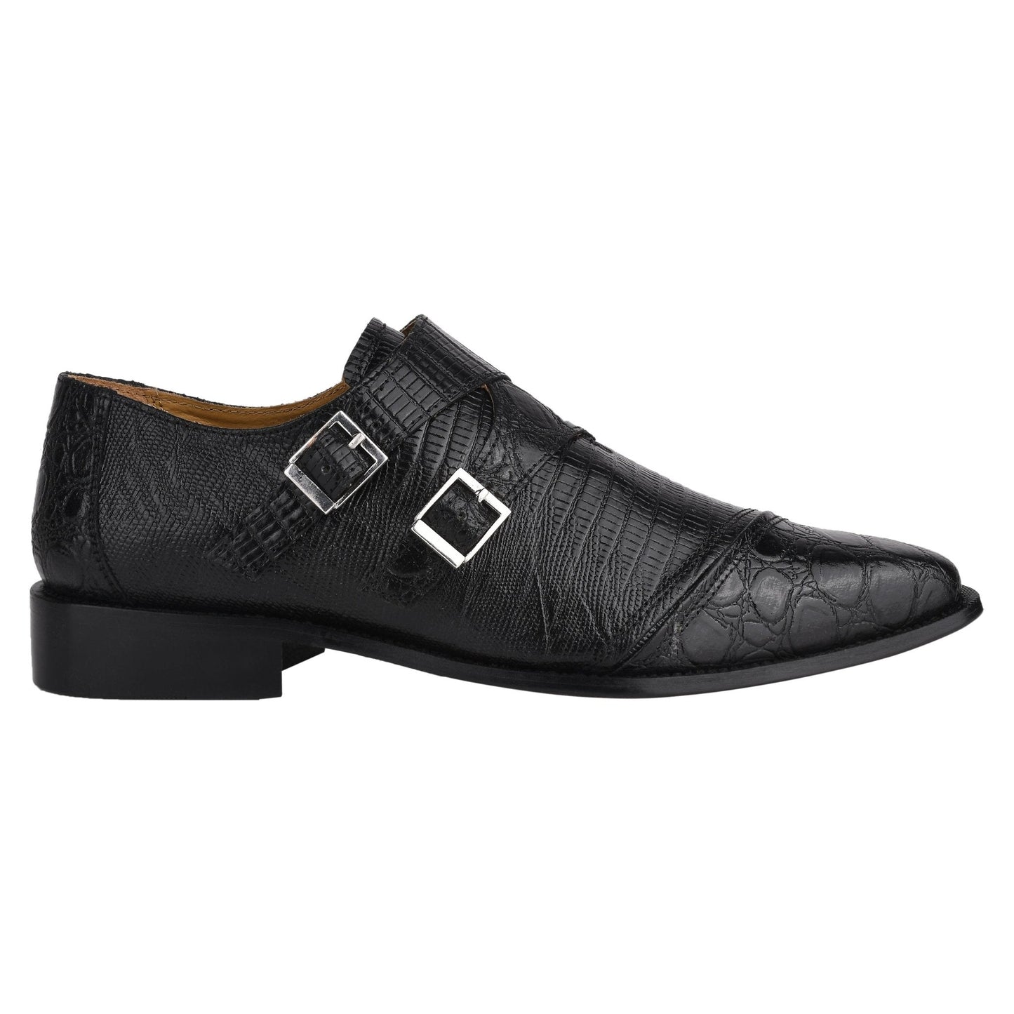 GRACE Genuine Leather Oxford Style Double Monk Strap Shoes for Men