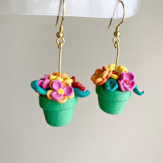 Pua - Flower Pot Polymer Clay Earrings - Hawaiian Paradise Collection