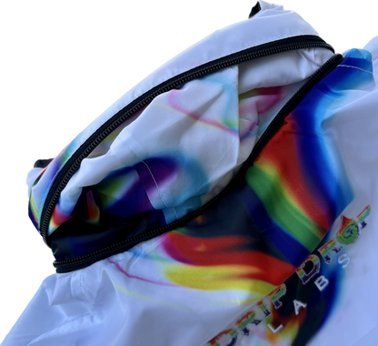 White Chromatic Drip - Zip Up Hood Windbreaker