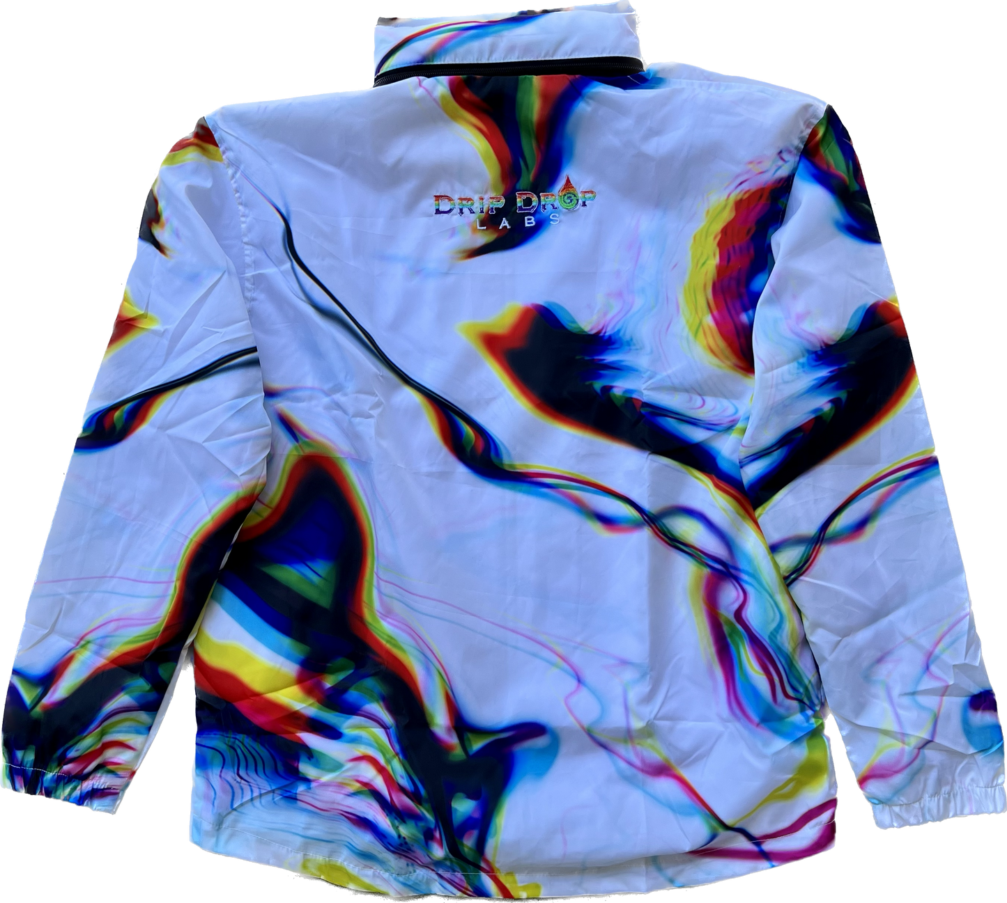 White Chromatic Drip - Zip Up Hood Windbreaker