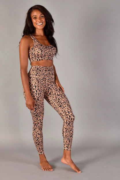 Jane Recycled Luxe Sports Bra in Nude Leopard