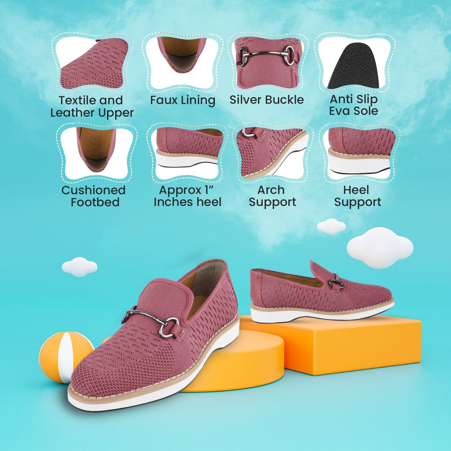 Joyce Textile Eva sole Style with Buckle Loafers for kids