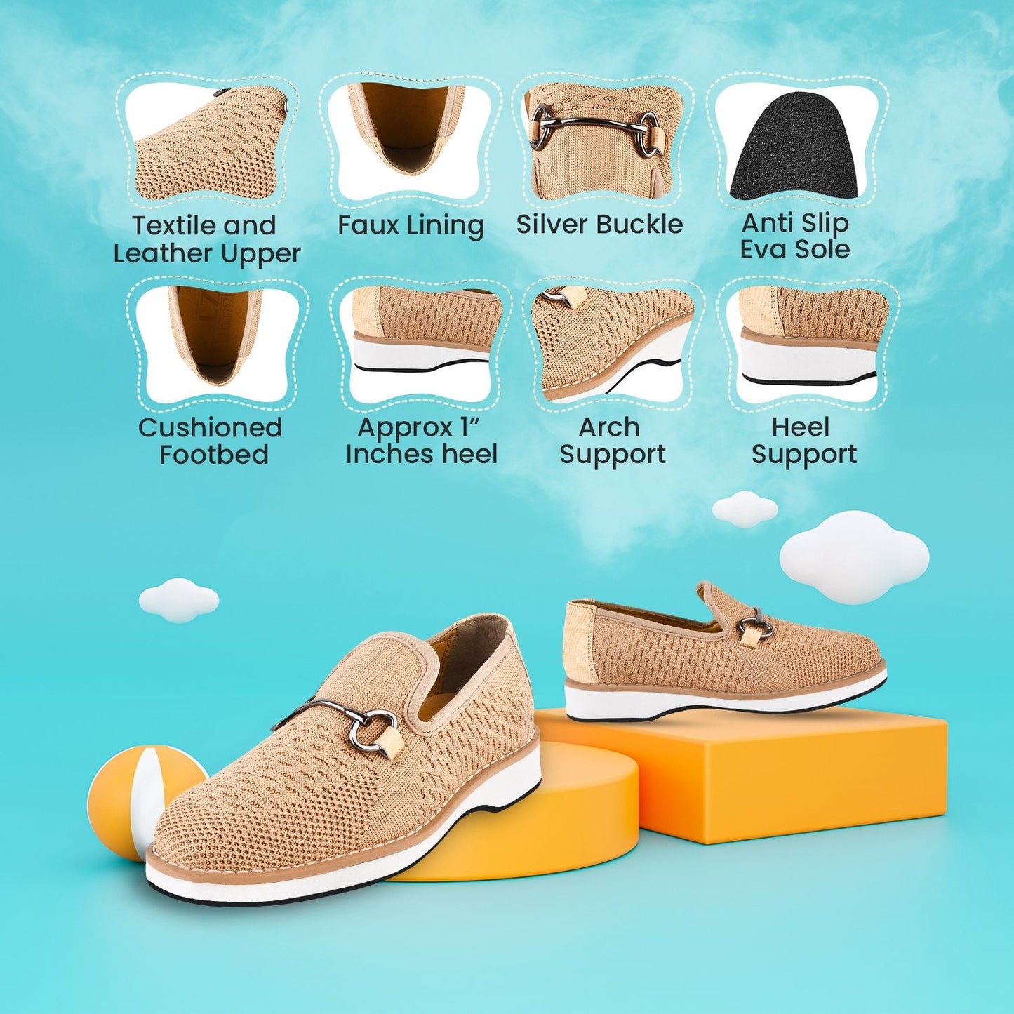 Joyce Textile Eva sole Style with Buckle Loafers for kids