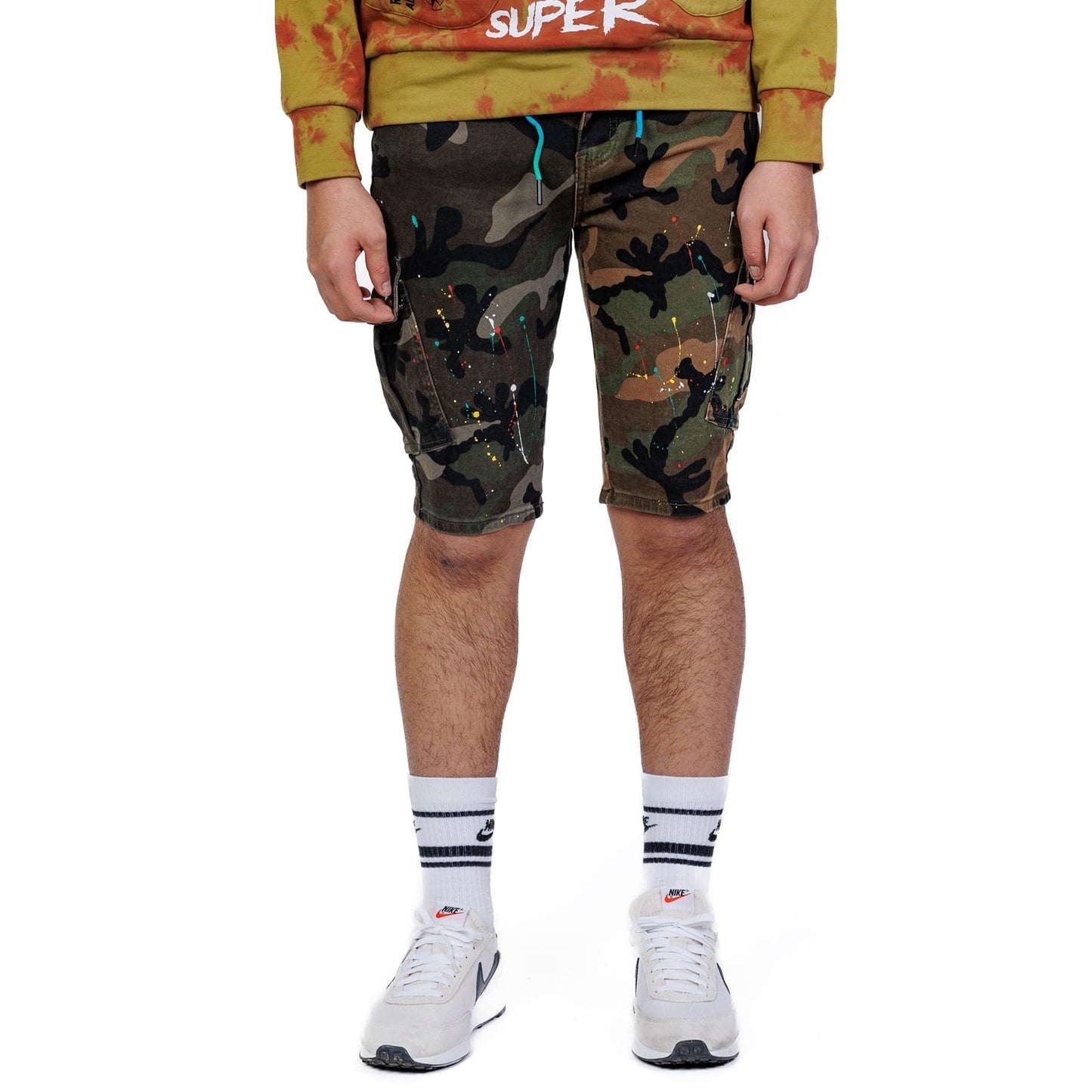 Wildstone Limited Premium Washed Mixed Camo Half and Half Skinny Twill Short Pants.