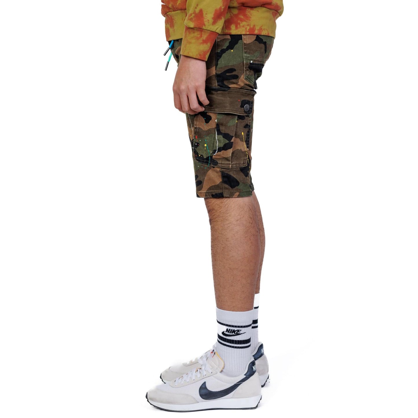 Wildstone Limited Premium Washed Mixed Camo Half and Half Skinny Twill Short Pants.