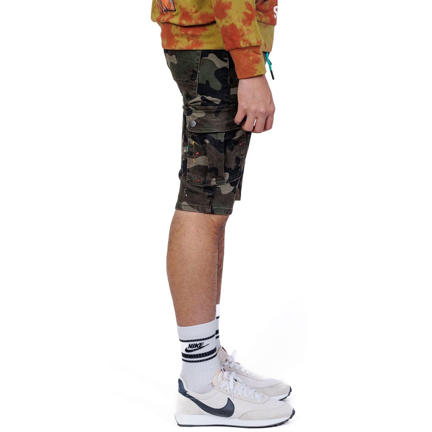 Wildstone Limited Premium Washed Mixed Camo Half and Half Skinny Twill Short Pants.