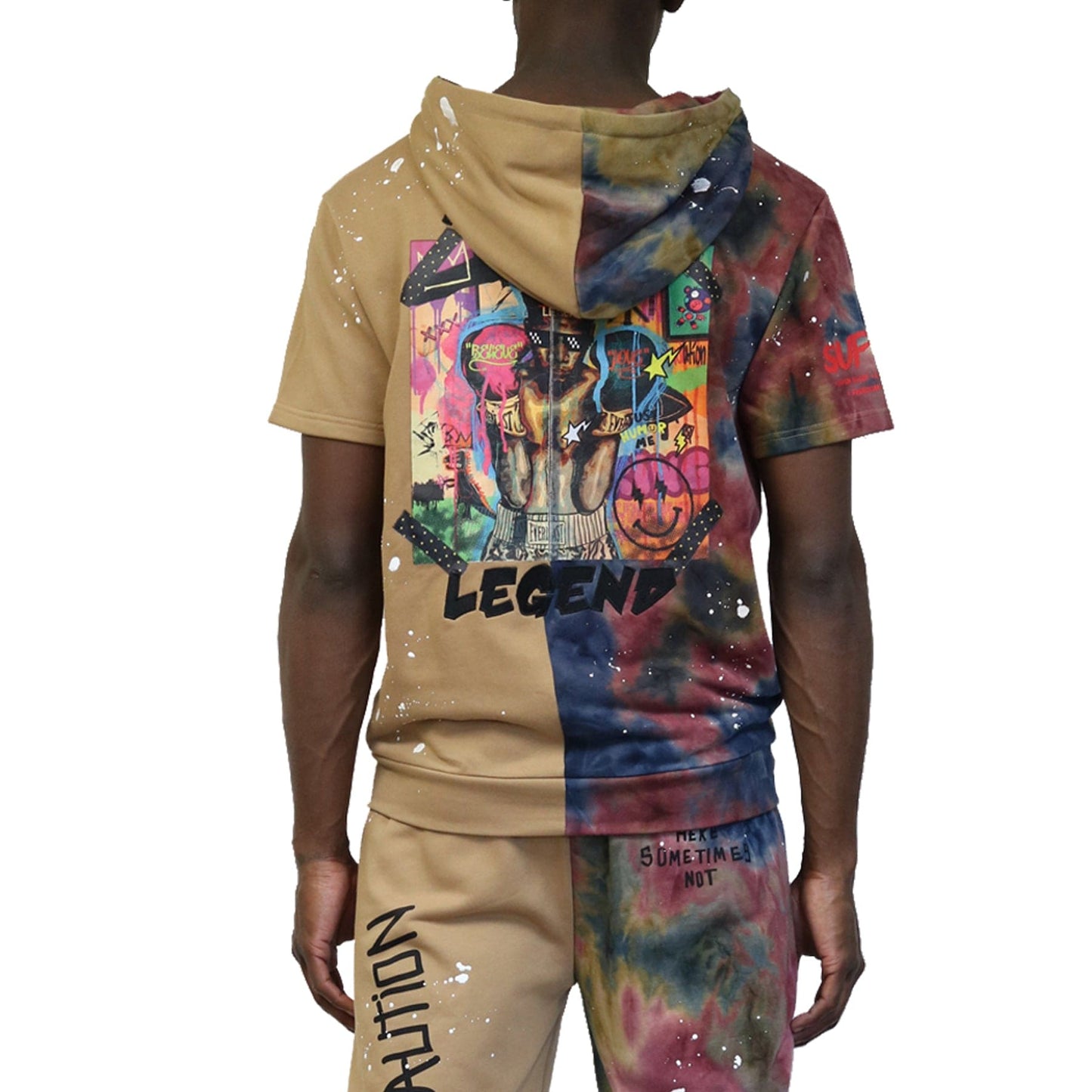 RONA Tie die Pullover Short Sleeve Hoodie