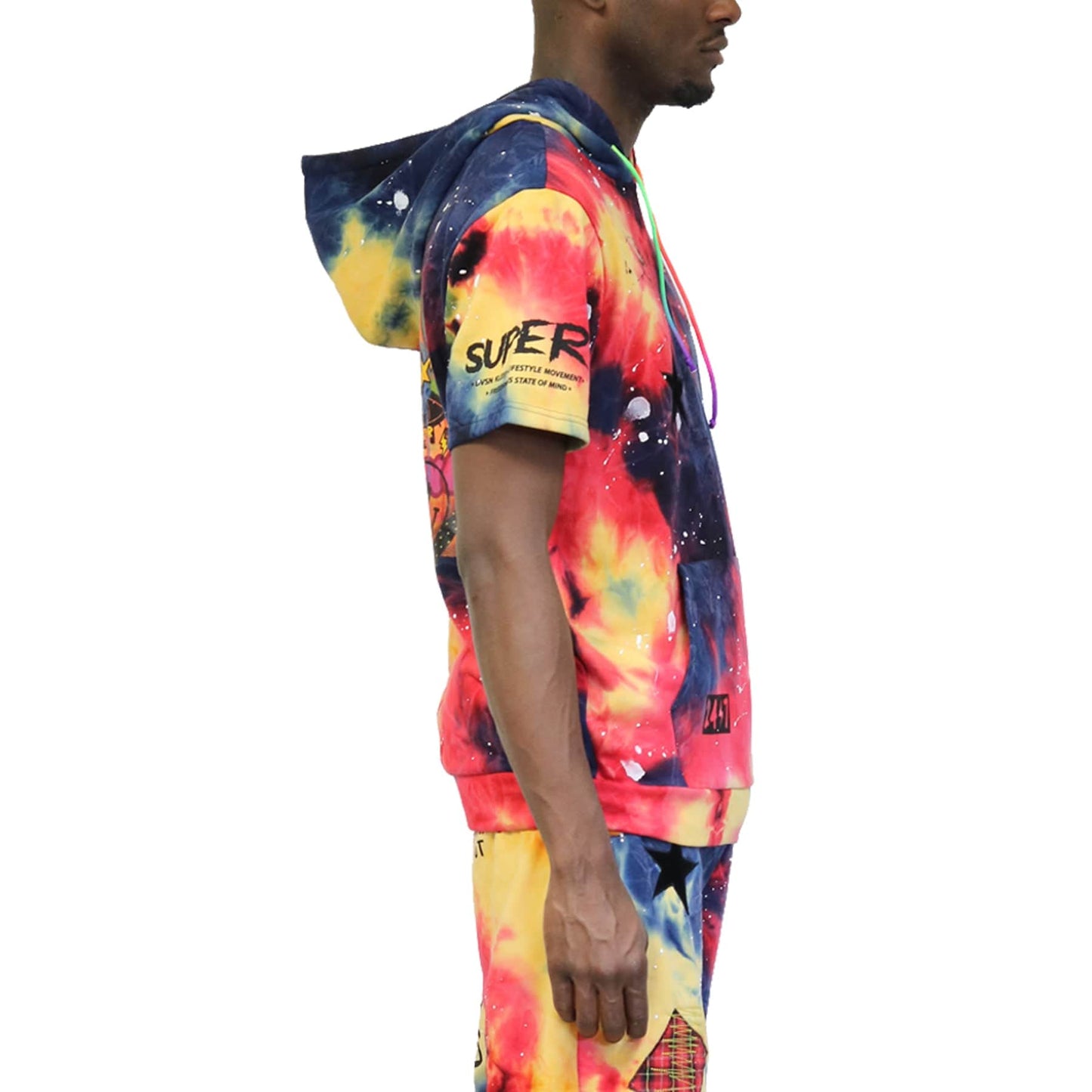 TOPE Tie die Pullover Short Sleeve Hoodie