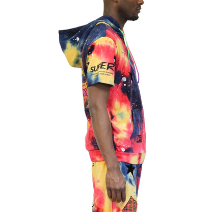 TOPE Tie die Pullover Short Sleeve Hoodie