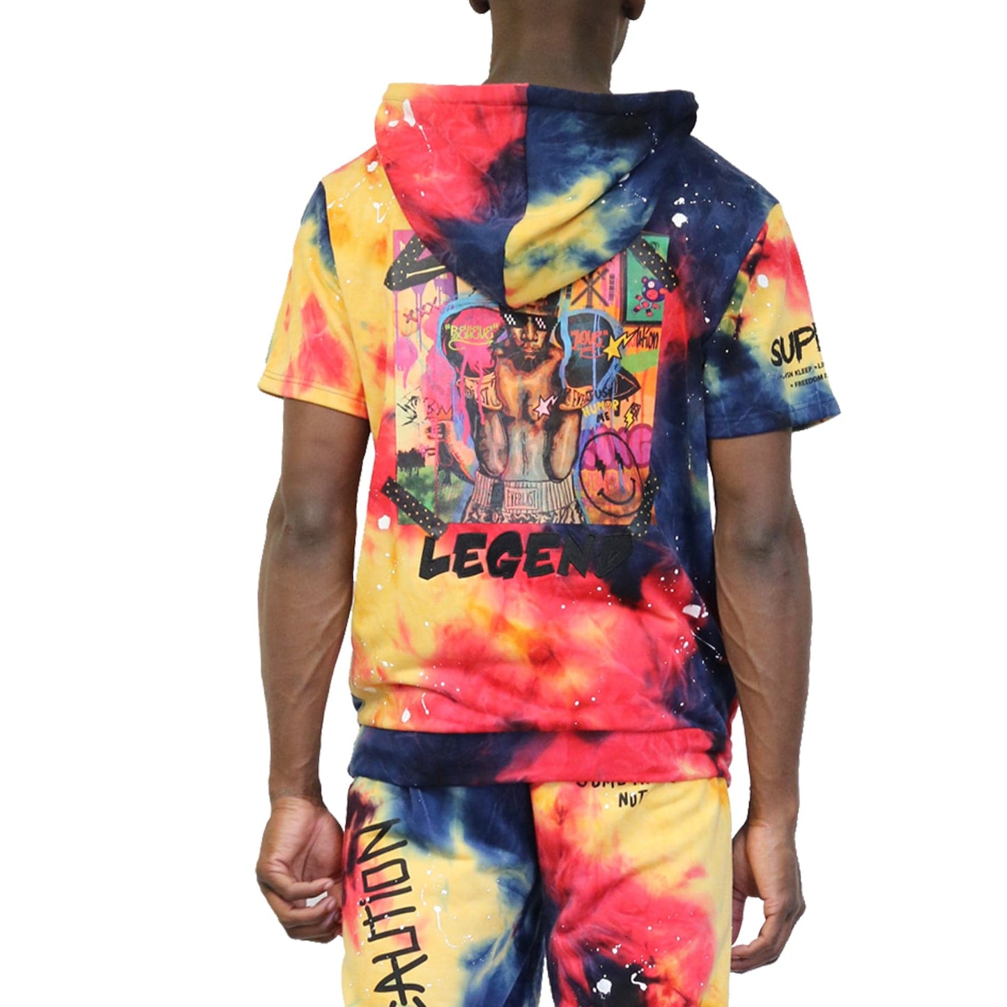 TOPE Tie die Pullover Short Sleeve Hoodie