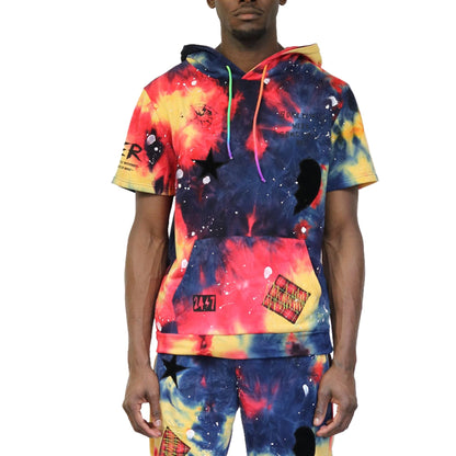 TOPE Tie die Pullover Short Sleeve Hoodie