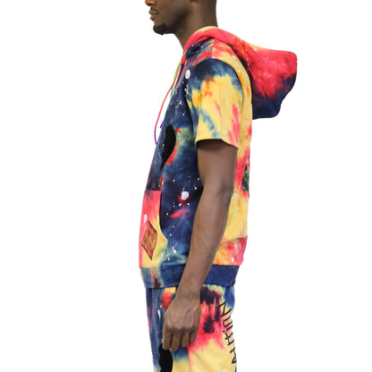 TOPE Tie die Pullover Short Sleeve Hoodie