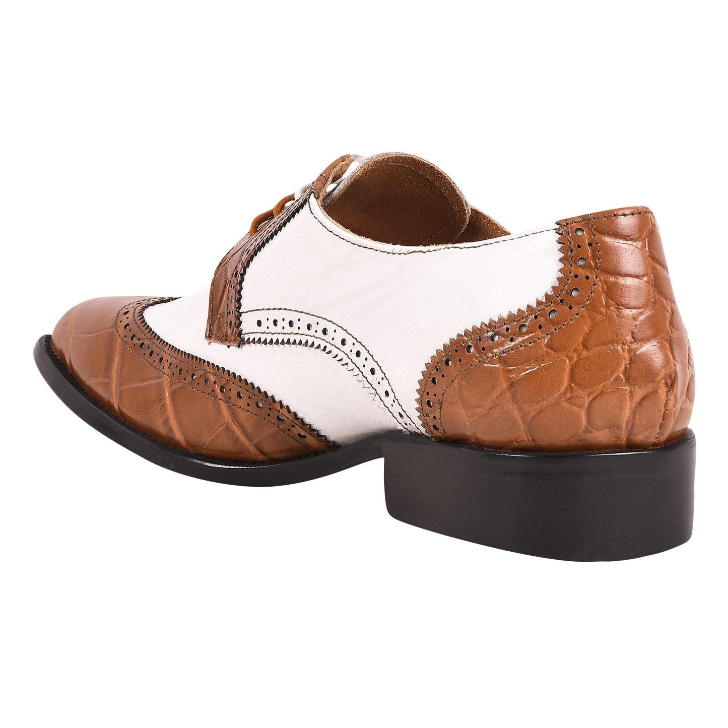 Macon Leather and Suede Crocodile Printed Oxford Dress Shoes