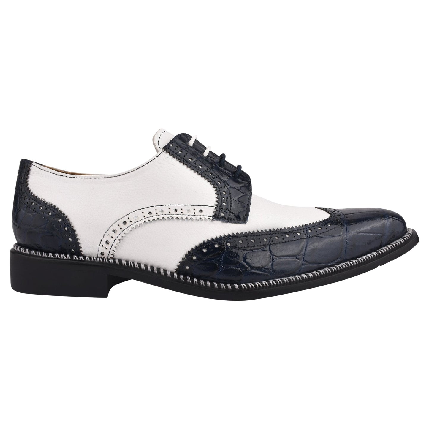 Macon Leather and Suede Crocodile Printed Oxford Dress Shoes