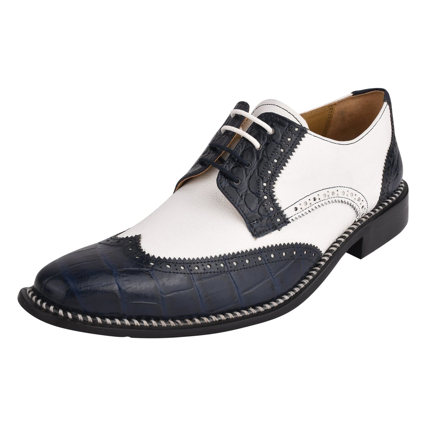 Macon Leather and Suede Crocodile Printed Oxford Dress Shoes