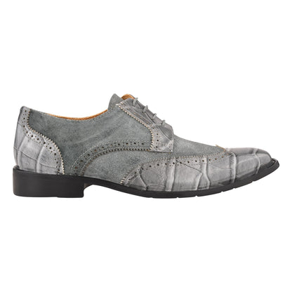 Macon Leather and Suede Crocodile Printed Oxford Dress Shoes