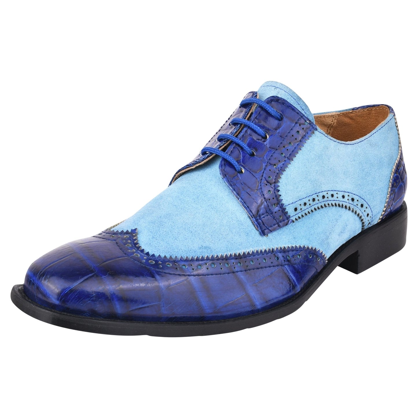 Macon Leather and Suede Crocodile Printed Oxford Dress Shoes