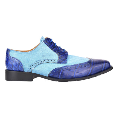 Macon Leather and Suede Crocodile Printed Oxford Dress Shoes