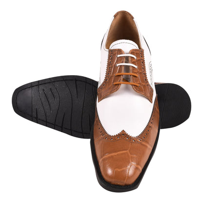 Macon Leather and Suede Crocodile Printed Oxford Dress Shoes