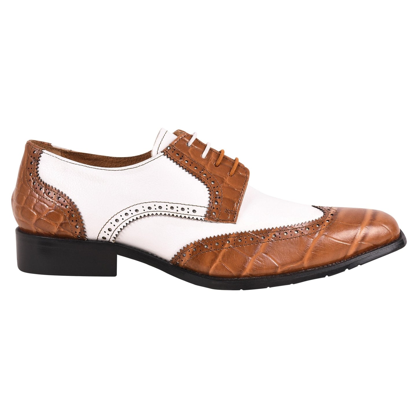 Macon Leather and Suede Crocodile Printed Oxford Dress Shoes