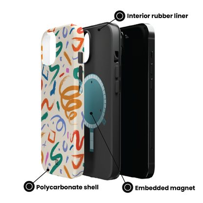 DOODLE PAINT BRUSH STROKES | MagSafe Tough iPhone Case