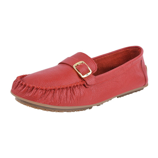 MARY Genuine Leather Women's Slip On Buckle Loafers