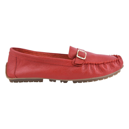 MARY Genuine Leather Women's Slip On Buckle Loafers