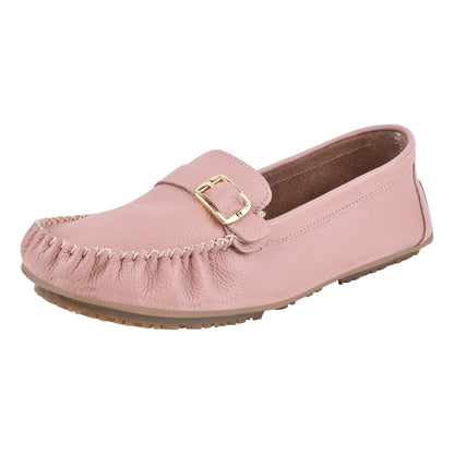 MARY Genuine Leather Women's Slip On Buckle Loafers