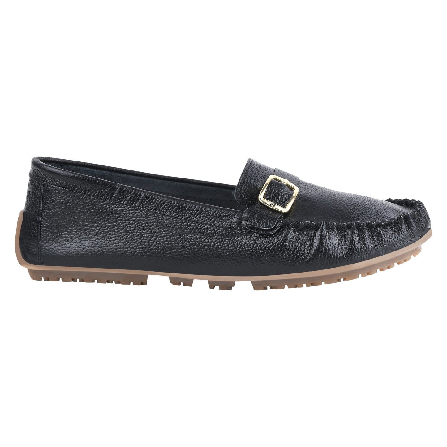 MARY Genuine Leather Women's Slip On Buckle Loafers