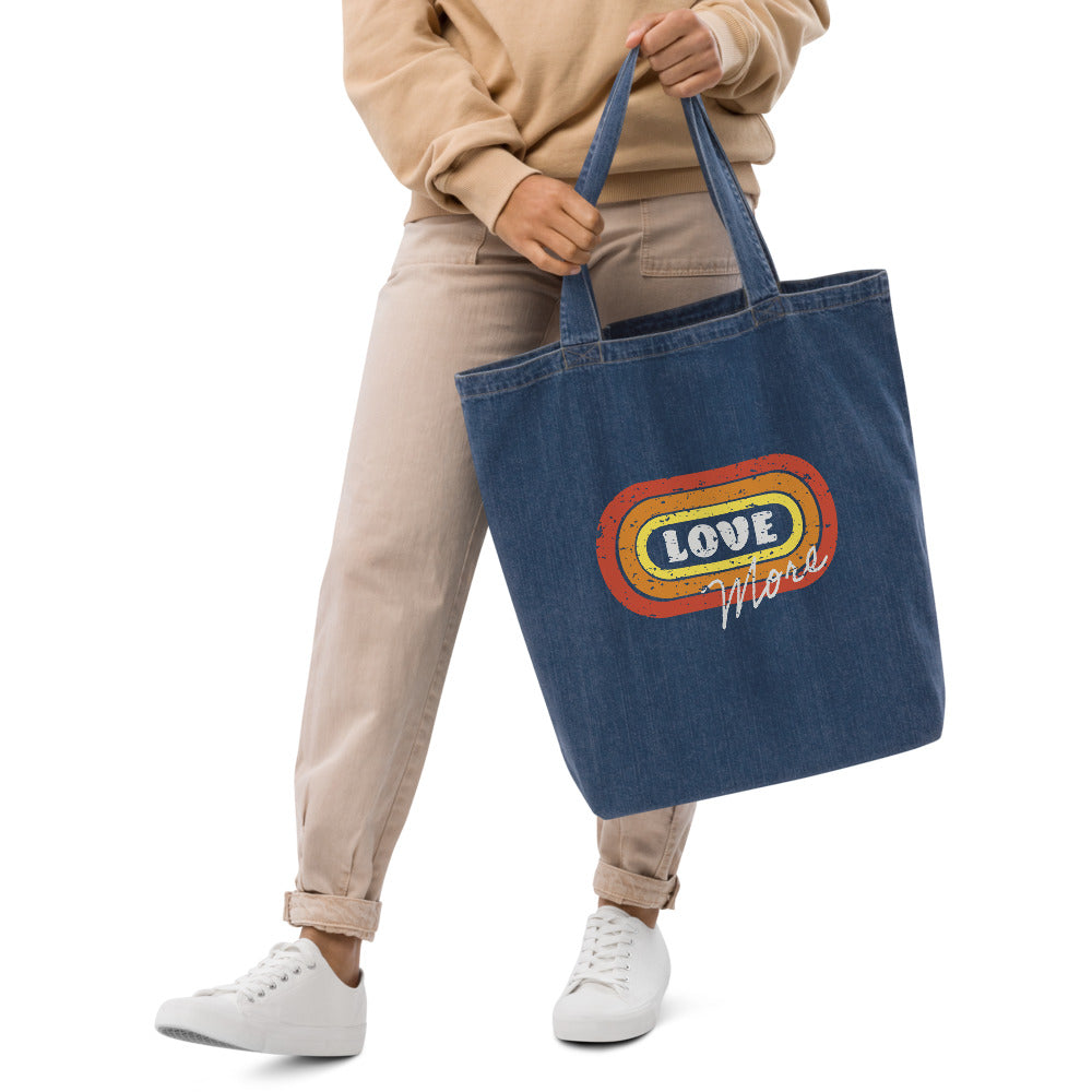 Love More Organic Denim Tote Bag