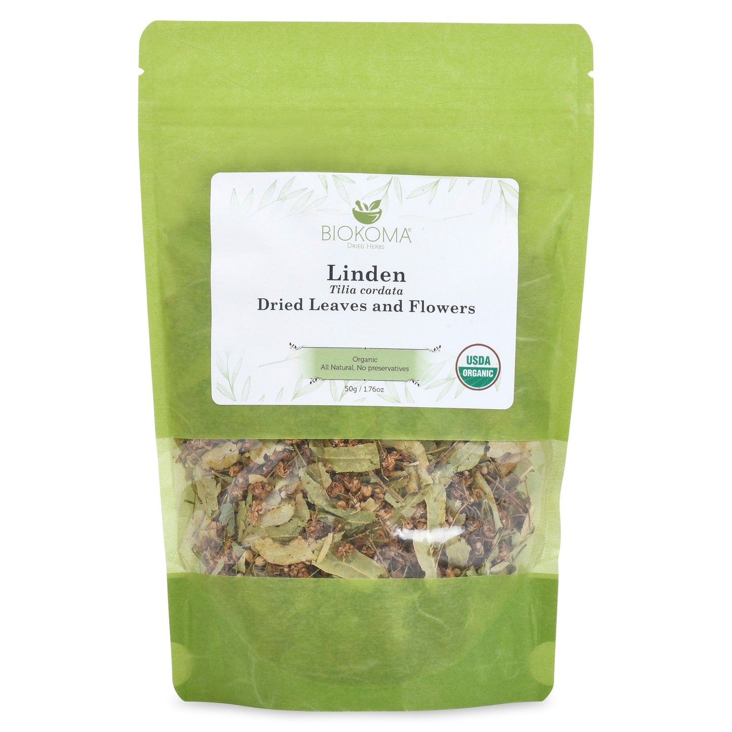 Linden (Tilia cordata) Organic Dried Leaves and Flowers 50g 1.76oz