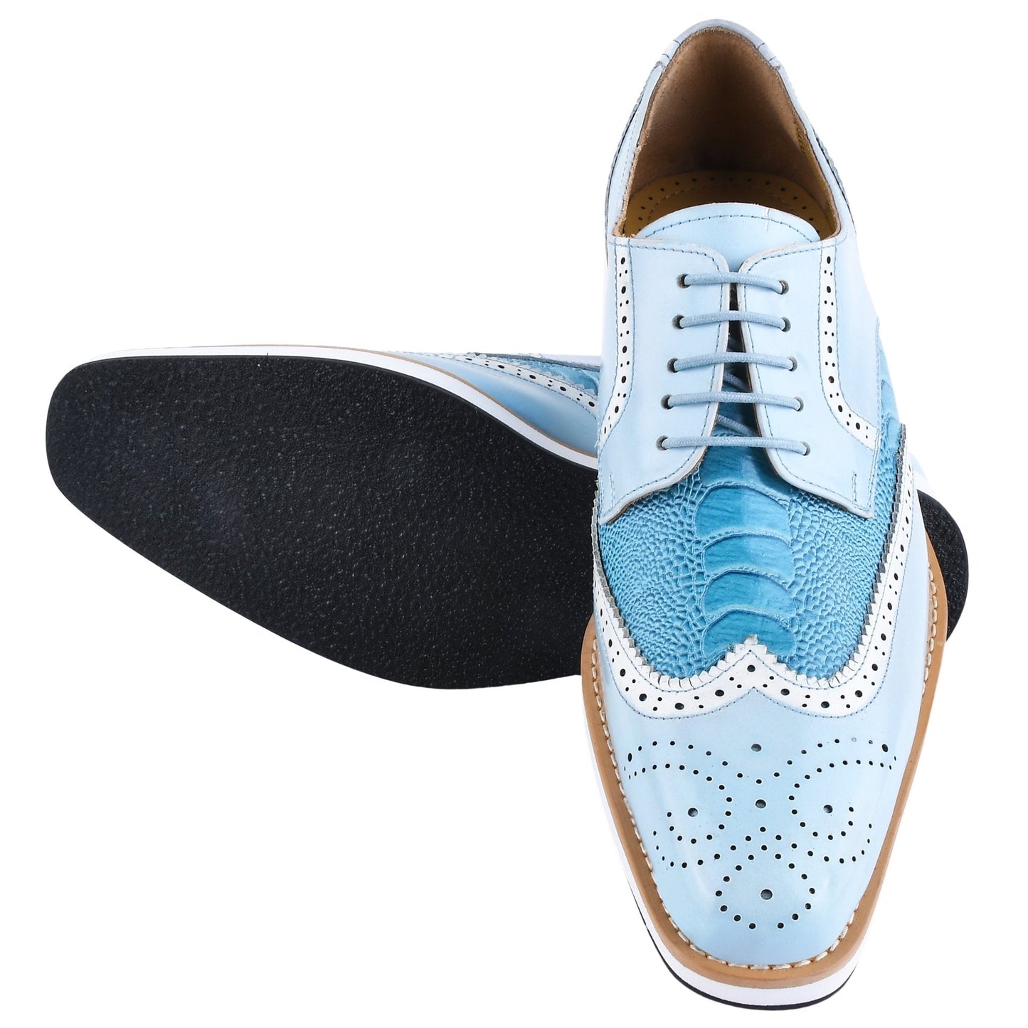 Roy Ostrich Leather Perforated toe Casual Oxford Dress Shoes