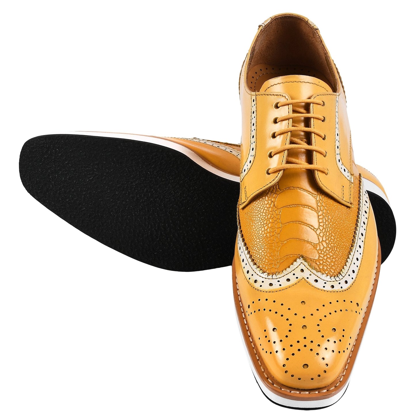 Roy Ostrich Leather Perforated toe Casual Oxford Dress Shoes