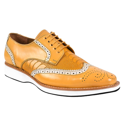 Roy Ostrich Leather Perforated toe Casual Oxford Dress Shoes