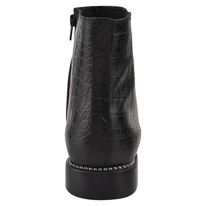 SANDRA Leather Ankle Length Side Zip Up Boots