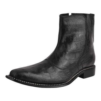 SANDRA Leather Ankle Length Side Zip Up Boots