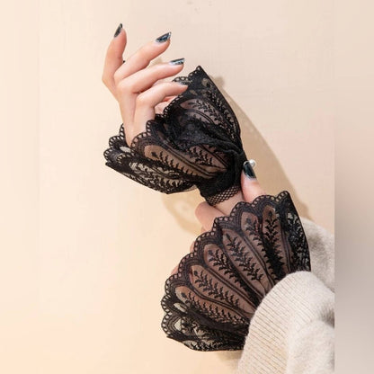 Black Mesh Lace Hollow Sleeve Gloves